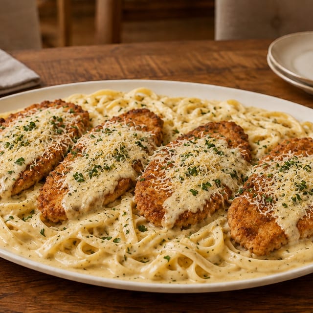 Chicken Milanese Alfredo Family Meal.